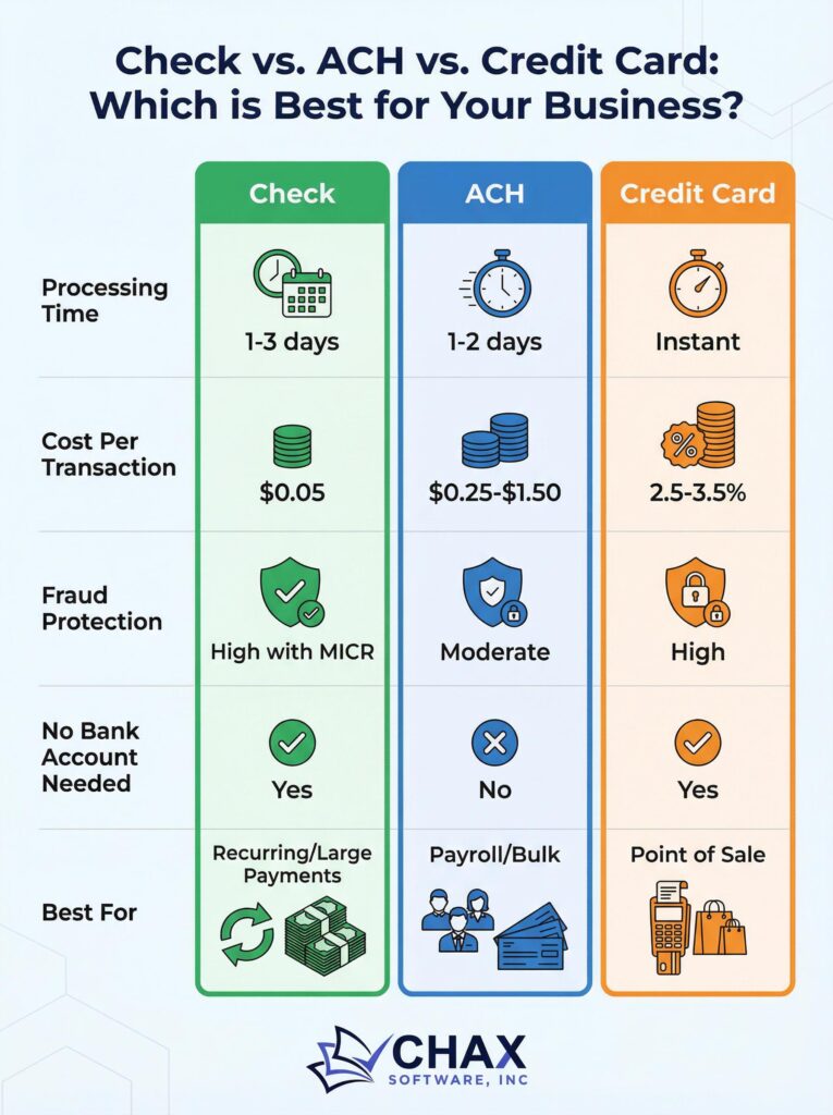 Check vs. ACH vs. Credit Card: Which Payment Method is Best for Your Business? 1 Check vs. ACH vs. Credit Card: Which Payment Method is Best for Your Business?